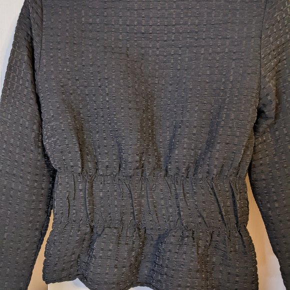 Maje Black Textured Zip Front Long Sleeve Elastic Waist Jacket size S USA/36 EU* - Picture 6 of 9